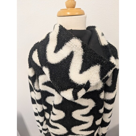 Asos Black And White Scribble Borg Teddy Fleece Hoodie sz 10 Funky Punk - Picture 10 of 13